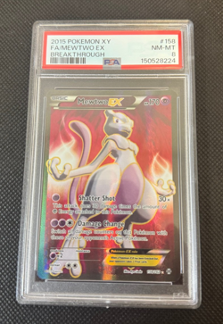 [N] Pokemon Mewtwo EX 170 HP Ultra Rare PSA 8 Holo 158/162 Breakthrough - 1B - Image 1