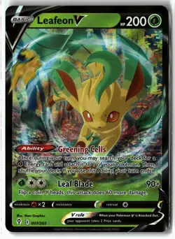 Leafeon V ⭐ 007/203 Holo V Rare Evolving Skies 2021 Pokemon NM - Image 1