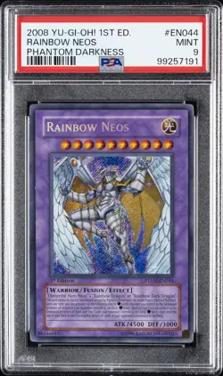 2008 YU-GI-OH! PTDN-PHANTOM DARKNESS 1ST ED #EN044 RAINBOW NEOS PSA 9 - Image 1