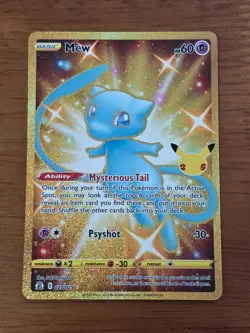 Mew 025/025 25th Celebrations Card Shiny Gold Mew NM Pokemon TCG - Image 1