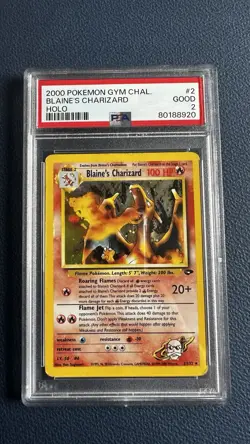 Pokemon Gym Challenge 2000 Blaine's Charizard Holo PSA 2 - Image 1