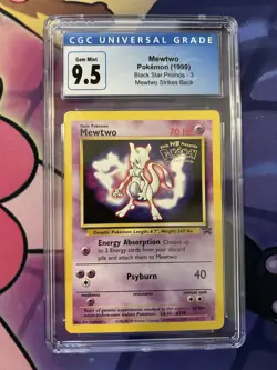 Pokemon TCG Mewtwo 1999 Black Star Promos 3 Mewtwo Strikes Back CGC 10 Gem Mint - Image 1