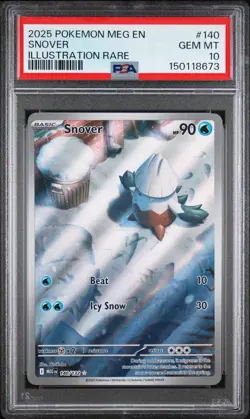 2025 POKEMON MEG EN-MEGA EVOLUTION ILLUSTRATION RARE #140 SNOVER PSA 10 FREE S&H - Image 1