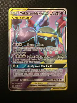 Pokemon Sun & Moon Full Art - Unbroken Bonds 196/214 Muk & Alolan Muk Tag GX - Image 1