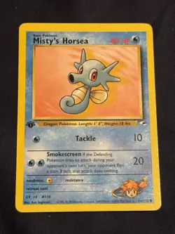 Pokemon Card 1st Edition Gym Heroes Set Misty's Horsea 86/132 - Image 1