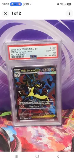 Mega Absol EX 161/132 & Mega Lucario PSA 10 Meg En-mega Evolution Card Game - Image 3