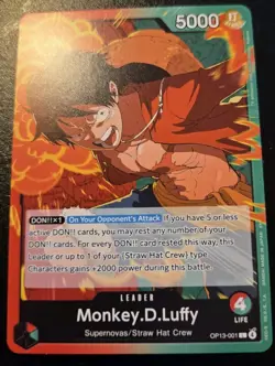 Monkey.D.Luffy OP13-001 Leader Carrying On His Will One Piece Card Game - Image 1