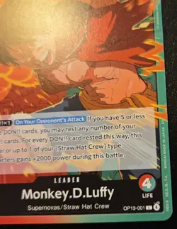 Monkey.D.Luffy OP13-001 Leader Carrying On His Will One Piece Card Game - Image 5