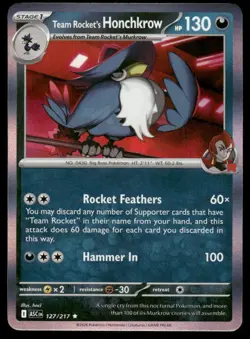 Pokemon Cards Team Rocket's Honchkrow 127/217 Holo Ascended Heroes Rare NM - Image 1
