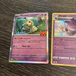 Pokemon Pumpkin Stamped Gengar Mimikyu Pikachu Holo Lot of 3 NM Trick Or Trade - Image 5