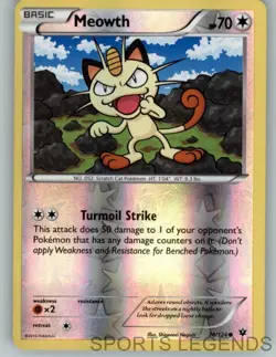 2016 pokemon Fates Collide reverse holo Meowth 74/124 - Image 1