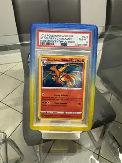 Pokemon Special Delivery Charizard SWSH075 PSA 8 Promo Holo 2022 w. SWIRL - Image 1