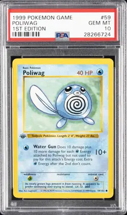 1999 POKEMON BASE SET 1ST EDITION #59 POLIWAG PSA 10 - Image 1