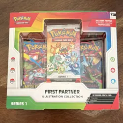 Pokemon TCG First Partner Illustration Collection Series 1 Sealed 3-Pack Promo - Image 1