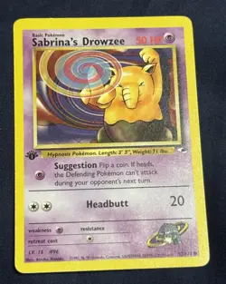 Sabrina's Drowzee 92/132 1st Edition Common Gym Heroes Pokemon LP - Image 1