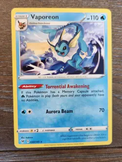 Vaporeon 030/185 SWSH Vivid Voltage Non Holo Rare Pokemon 2020 NM - Image 1