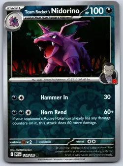 Team Rocket's Nidorino 118/182 Common Destined Rivals Pokemon Reverse Holo NM - Image 1