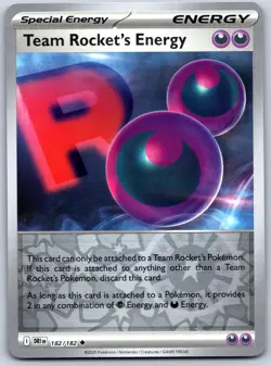 Team Rocket's Energy 182/182 Uncommon Destined Rivals Pokemon Reverse Holo NM - Image 1