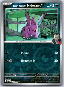 Team Rocket's NidoranM 117/182 Common Destined Rivals Pokemon Reverse Holo NM - Image 1