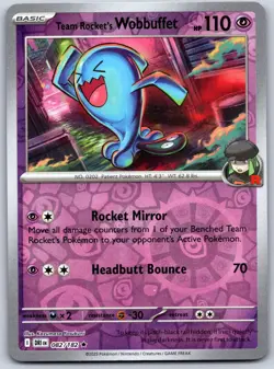 Team Rocket's Wobbuffet 082/182 Rare Destined Rivals Pokemon Reverse Holo NM - Image 1