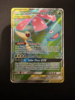 Pokemon Sun & Moon Full Art - Cosmic Eclipse 210/236 Venusaur & Snivy Tag GX - Image 1