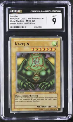 Yu-Gi-Oh! Kazejin MRD-026 Metal Raiders 1st Edition Super Rare CGC 9 Mint - Image 1