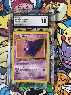 1999 Pokemon Fossil Gengar #20/62 CGC 10 Mint Gem Graded POP 66 - Image 1