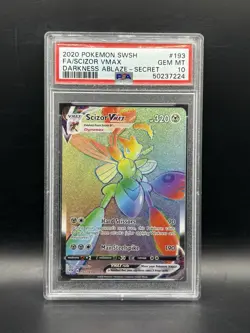 Pokemon TCG Scizor VMAX Darkness Ablaze Secret Rare 193/189 PSA 10 - Image 1