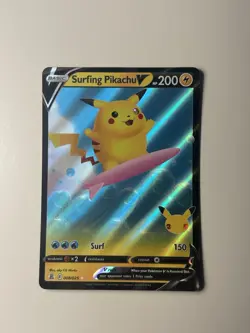 Pokemon TCG Surfing Pikachu V 008/025 Celebrations Ultra Rare Holo 200 HP Eng - Image 1