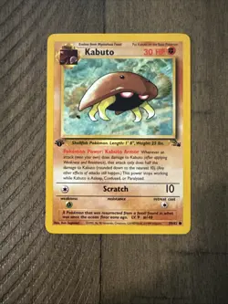 Vintage Pokemon TCG Kabuto Fossil Card 50/62 Regular Common 1st Edition - Image 3