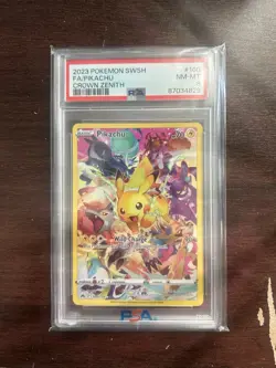 Pokemon Pikachu TCG Full Art Secret Rare Holo Card Crown Zenith 160/159 PSA 8 - Image 1