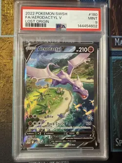 PSA 9 Aerodactyl V (Alt Art) 180/196 Lost Origin Ultra Rare Pokemon Card - Image 1