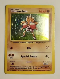 Pokemon TCG Hitmonchan Base Set 7/102 Holo Rare 1999 Vintage Card - Image 1