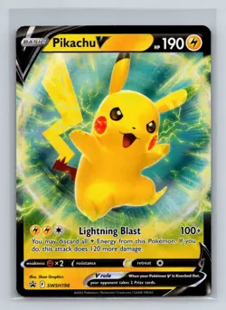 Pikachu V - Holo Sword & Shield Promo Cards SWSH198 NM - Image 1