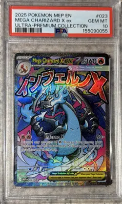 Pokemon 2025 Japanese MEP Mega Charizard X EX #023 Holo Promo PSA - Image 1