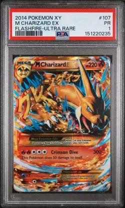 2014 POKEMON XY FLASHFIRE ULTRA RARE #107 M CHARIZARD EX PSA 1 - Image 1