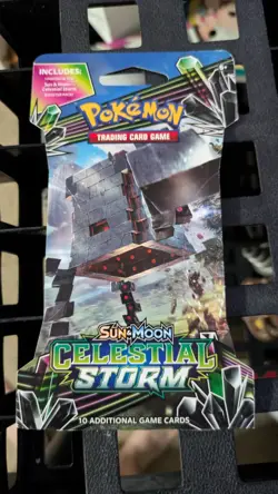 Pokemon Sun & Moon CELESTIAL STORM Sleeved Booster Pack Stakataka Artwork - Image 1