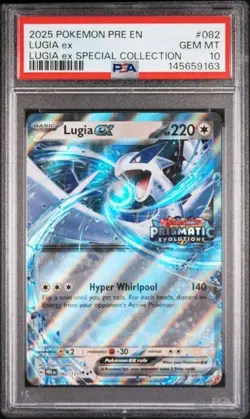 2025 POKEMON PRE EN-PRISMATIC EVOLUTIONS STAMP #082 LUGIA EX PSA 10 - Image 1