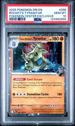 2025 Pokemon Destined Rivals Rocket's Tyranitar Pokemon Center Exclusive PSA 10 - Image 1