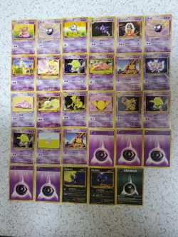 Pokemon Cards Old Back 26 Psychic Cards 3 Dark Cards Bulk Sale Collection - Image 1