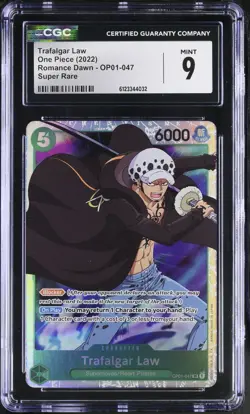 One Piece CCG English Romance Dawn SR OP01-047 Trafalgar Law - PRE-ERRATA CGC 9 - Image 1