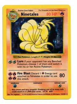 Pokemon Card: Ninetales HOLO 12/102 Shadowless Base Set Vintage Rare! NM - Image 1