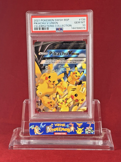 2021 POKEMON Celebrations Black Star Promo PIKACHU V-Union Card SWSH 139 PSA 10 - Image 1