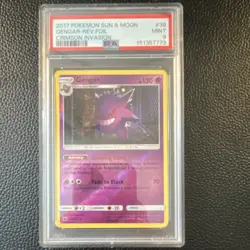 Pokemon TCG Gengar Crimson Invasion 38/111 Reverse Holo Rare PSA 9 Card - Image 1