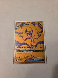 Lunala GX SM103a NM Black Star Promo Hidden Fates Gold Full Art Pokemon TCG Card - Image 1