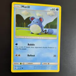 MARILL 34/147 POKEMON CARD (BURNING SHADOWD SET) CROCHET / KNITTED ASAKO - Image 3