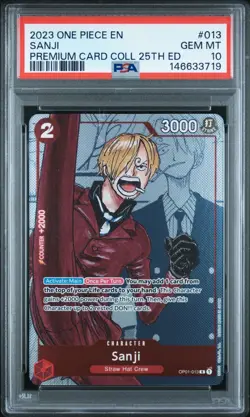 Sanji One Piece 2023 Premium Card Collection 25th ED English OP01 013 R PSA 10⚓ - Image 1
