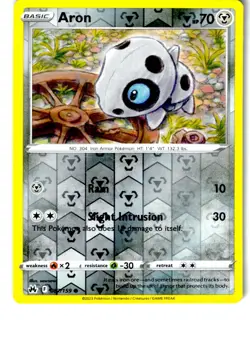 Aron 087/159 Common Crown Zenith Pokemon Reverse Holo Lightly Played - Image 1