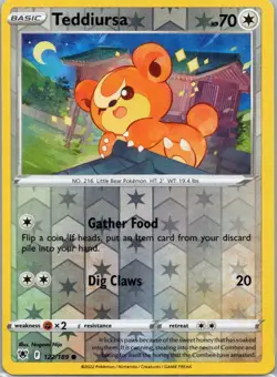 Pokemon TCG Teddiursa 122/189 Astral Radiance Rev Holo NM - Image 1