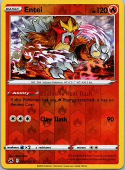 Pokemon TCG Entei 021/159 Crown Zenith Rev Holo NM - Image 1